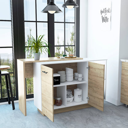 White Oak Kitchen Island Storage with Open Shelves for Dining Room