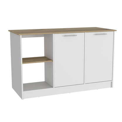 Light Oak Kitchen Island with Storage - 59" Countertop