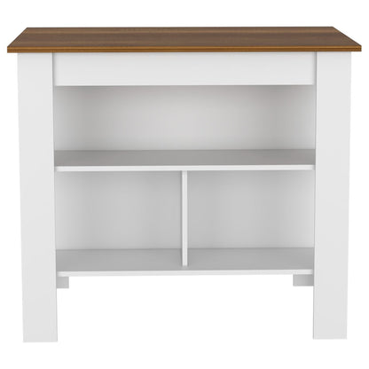 Multicolor Kitchen Island with 3 Shelves - 35" H