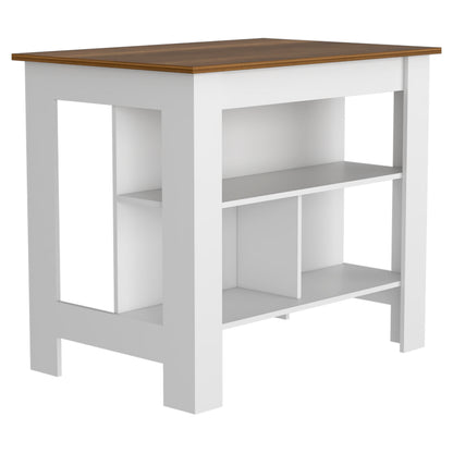 Multicolor Kitchen Island with 3 Shelves - 35" H