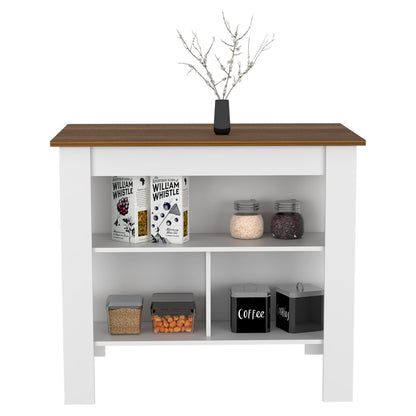 Multicolor Kitchen Island with 3 Shelves - 35" H