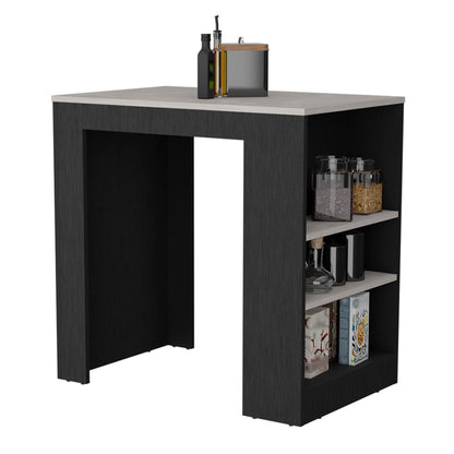 36" Kitchen Island with 3 Shelves - White/Ibiza Marble