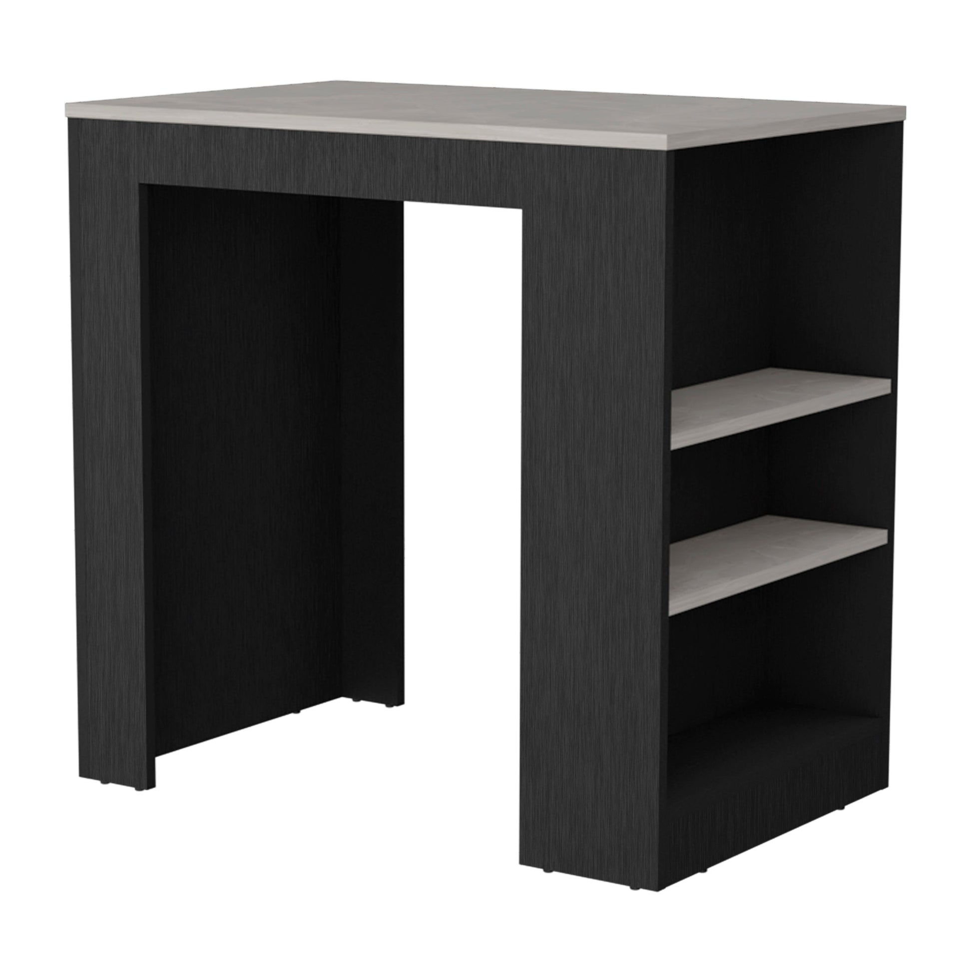 36" Kitchen Island with 3 Shelves - White/Ibiza Marble