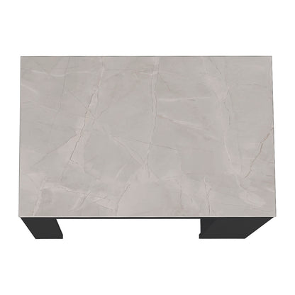36" Kitchen Island with 3 Shelves - White/Ibiza Marble