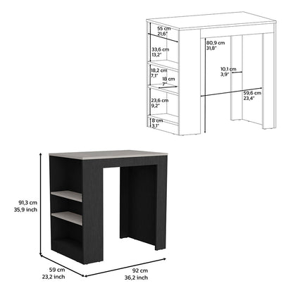 36" Kitchen Island with 3 Shelves - White/Ibiza Marble