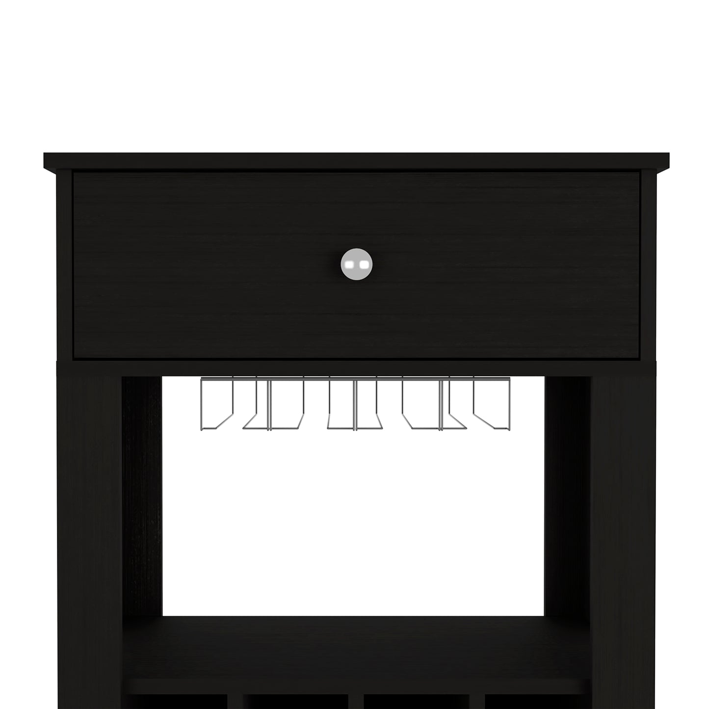 39" Black Kitchen Island with Wine Racks & Storage
