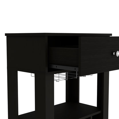 39" Black Kitchen Island with Wine Racks & Storage
