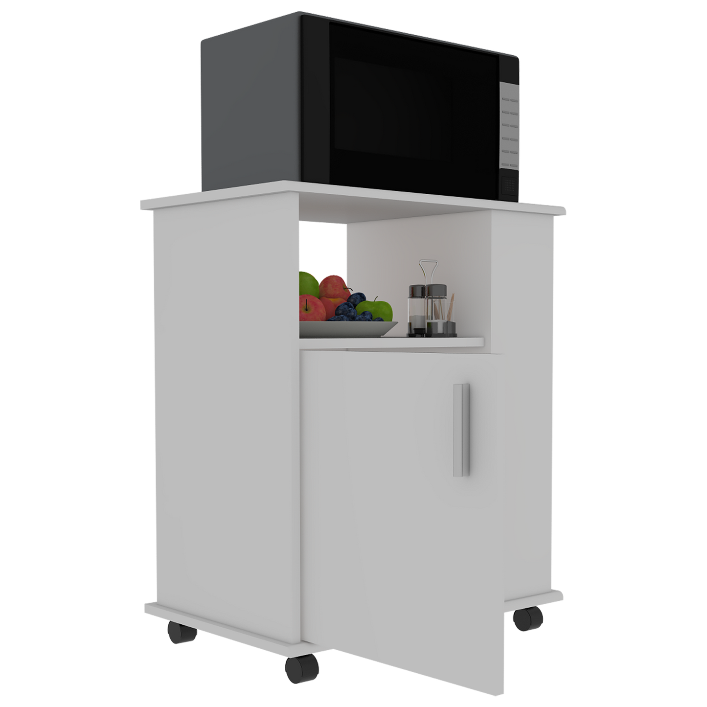 White Kitchen Island Cart - 23.6" Wide Storage for Dining Room