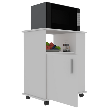 White Kitchen Island Cart - 23.6" Wide Storage for Dining Room