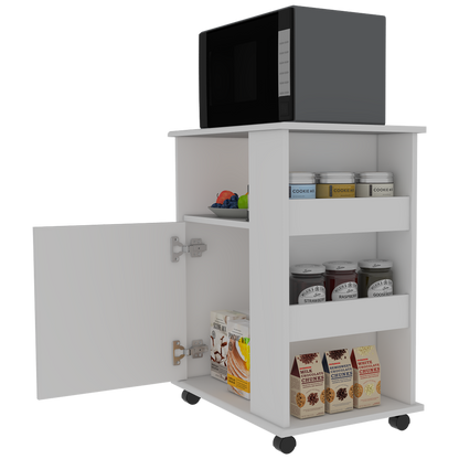 White Kitchen Island Cart - 23.6" Wide Storage for Dining Room