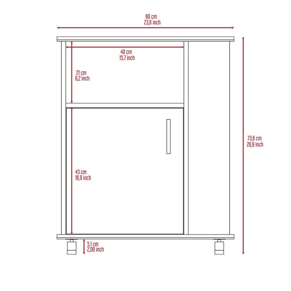 White Kitchen Island Cart - 23.6" Wide Storage for Dining Room