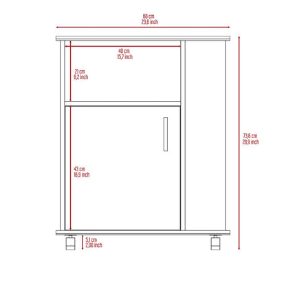 White Kitchen Island Cart - 23.6" Wide Storage for Dining Room