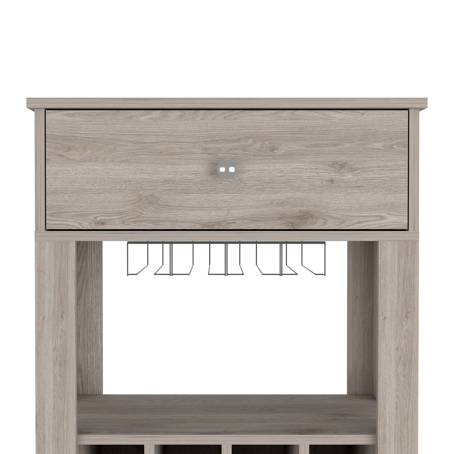 Gray Particle Board Wine Cellar Bar Cart with Casters