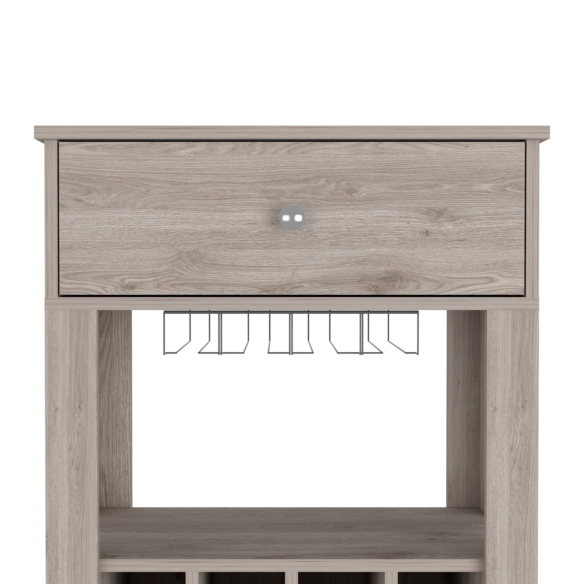 Gray Particle Board Wine Cellar Bar Cart with Casters