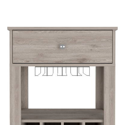Gray Particle Board Wine Cellar Bar Cart with Casters