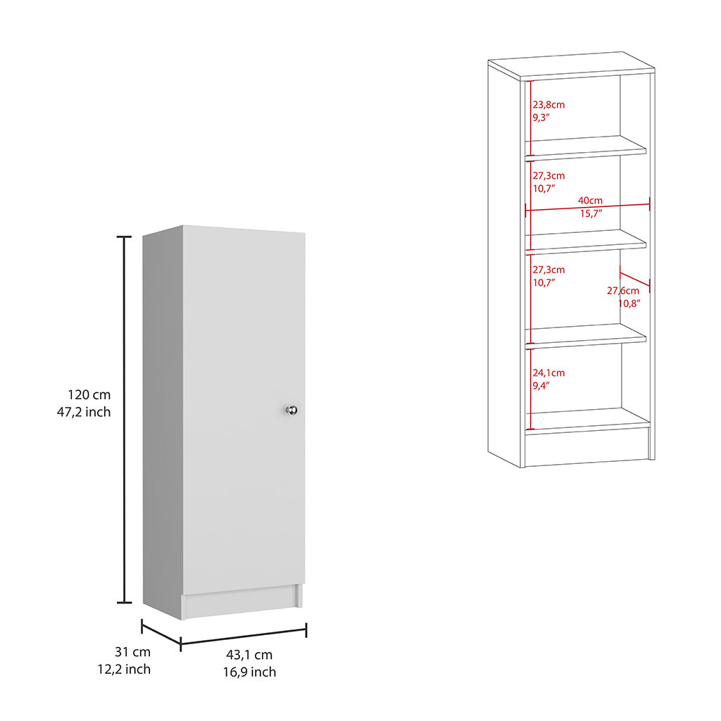White Kitchen Pantry Cabinet - 47" Tall Storage for Dining Room