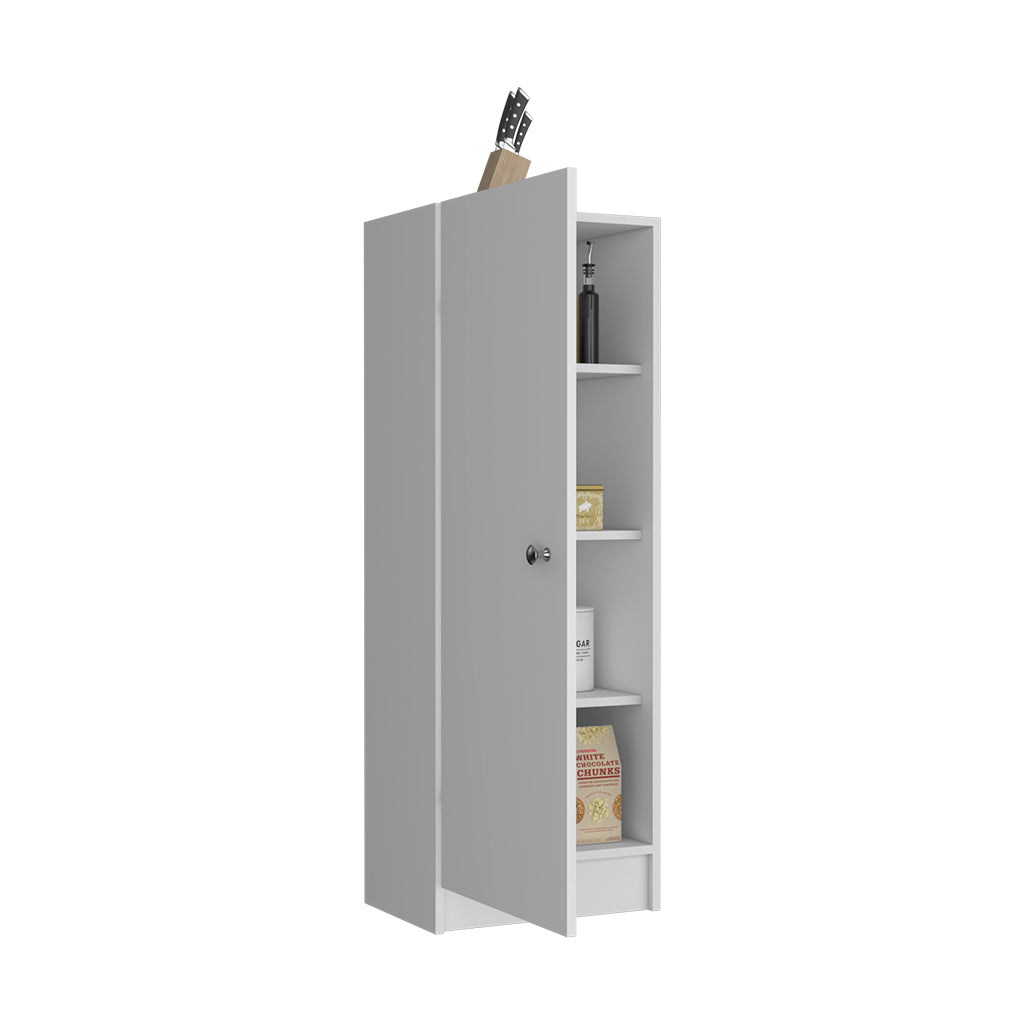 White Kitchen Pantry Cabinet - 47" Tall Storage for Dining Room