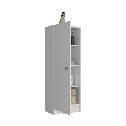 White Kitchen Pantry Cabinet - 47" Tall Storage for Dining Room