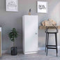 Kitchen Pantry 47" H, One Door Cabinet, Four Interior Shelves, White