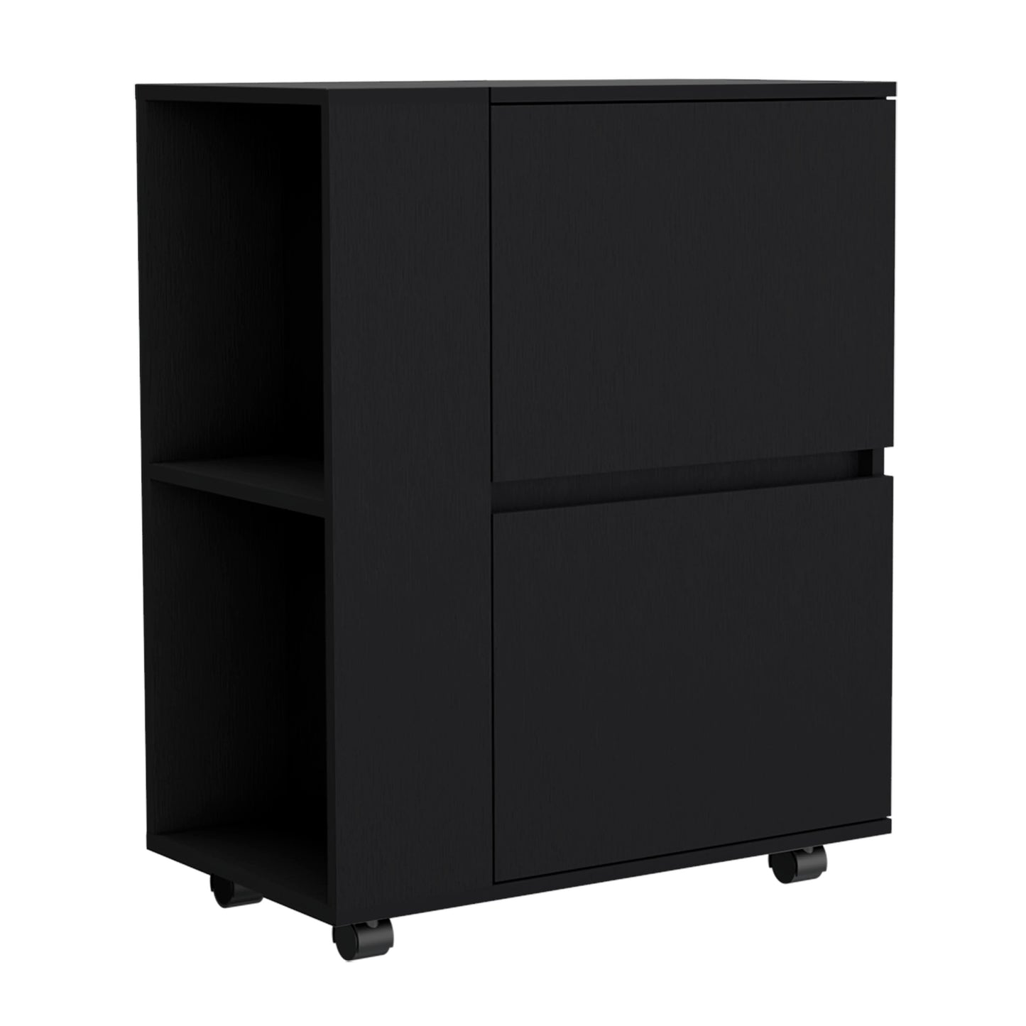 Black Kitchen Cart with Wheels - 32" Bar Cart for Dining Room