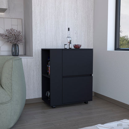 Black Kitchen Cart with Wheels - 32" Bar Cart for Dining Room