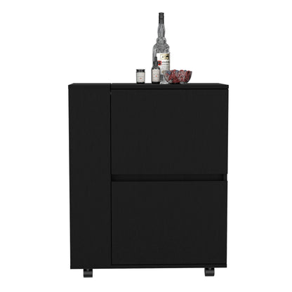 Black Kitchen Cart with Wheels - 32" Bar Cart for Dining Room