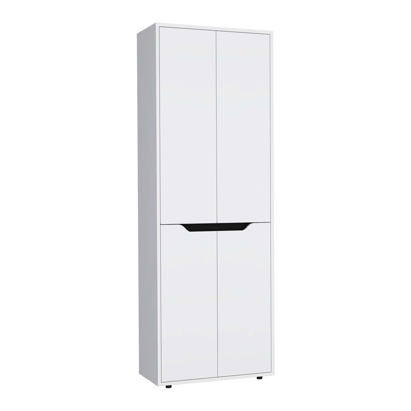 67" White+Black Kitchen Storage Cabinet - 5 Shelves for Dining Room