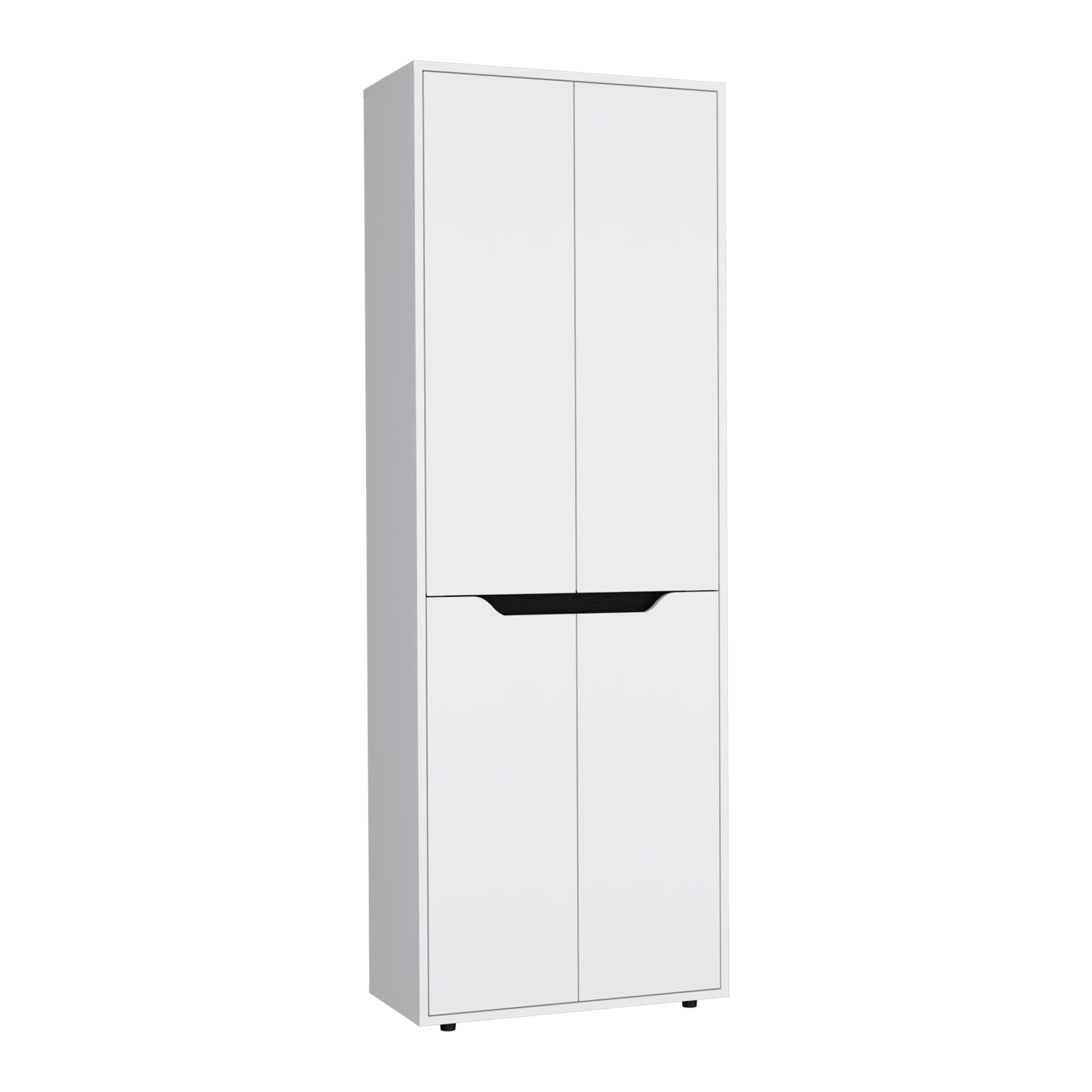 67" White+Black Kitchen Storage Cabinet - 5 Shelves for Dining Room