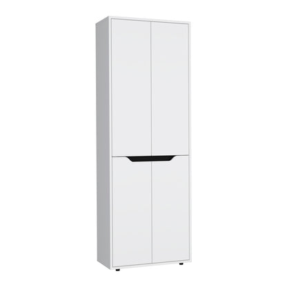 67" White+Black Kitchen Storage Cabinet - 5 Shelves for Dining Room