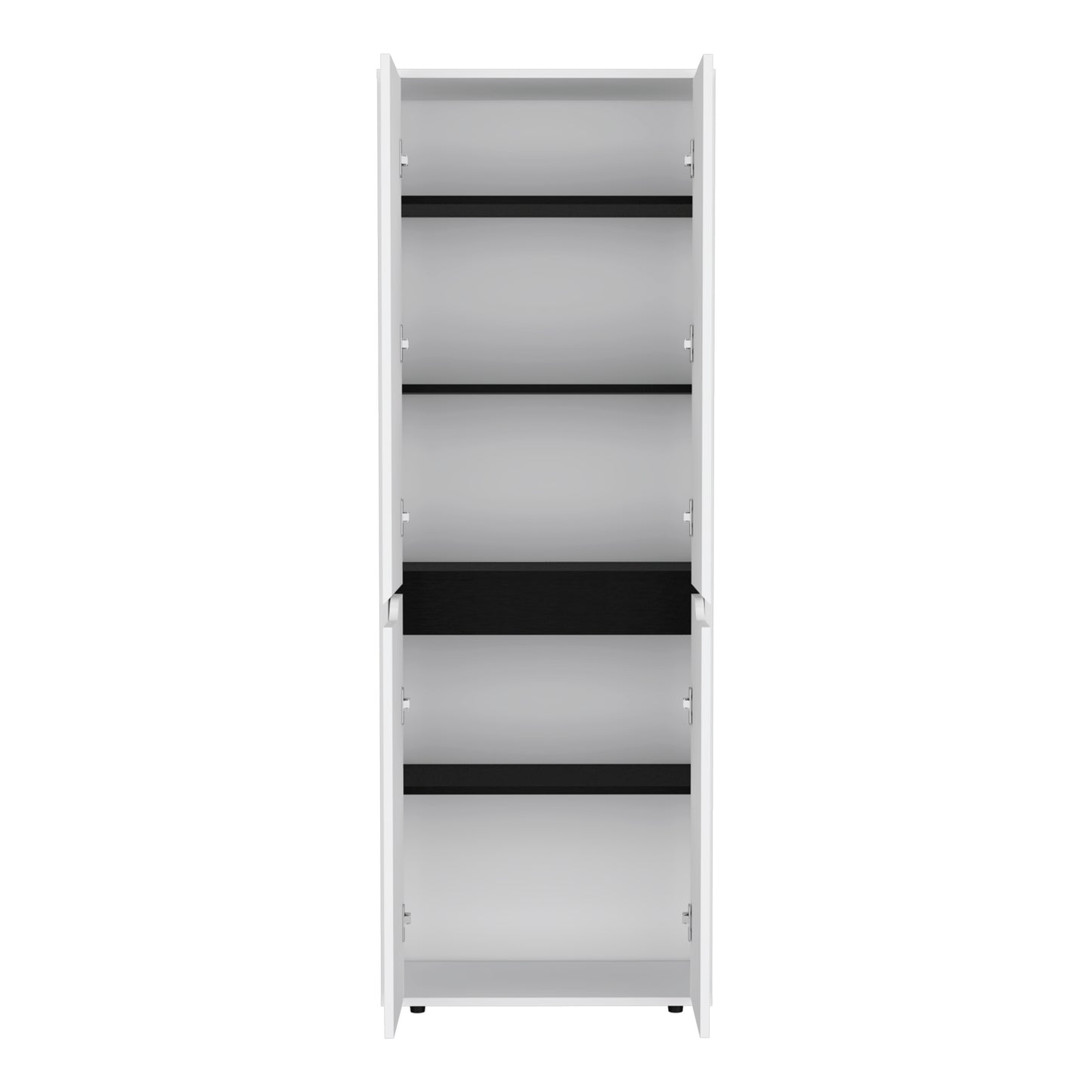 67" White+Black Kitchen Storage Cabinet - 5 Shelves for Dining Room