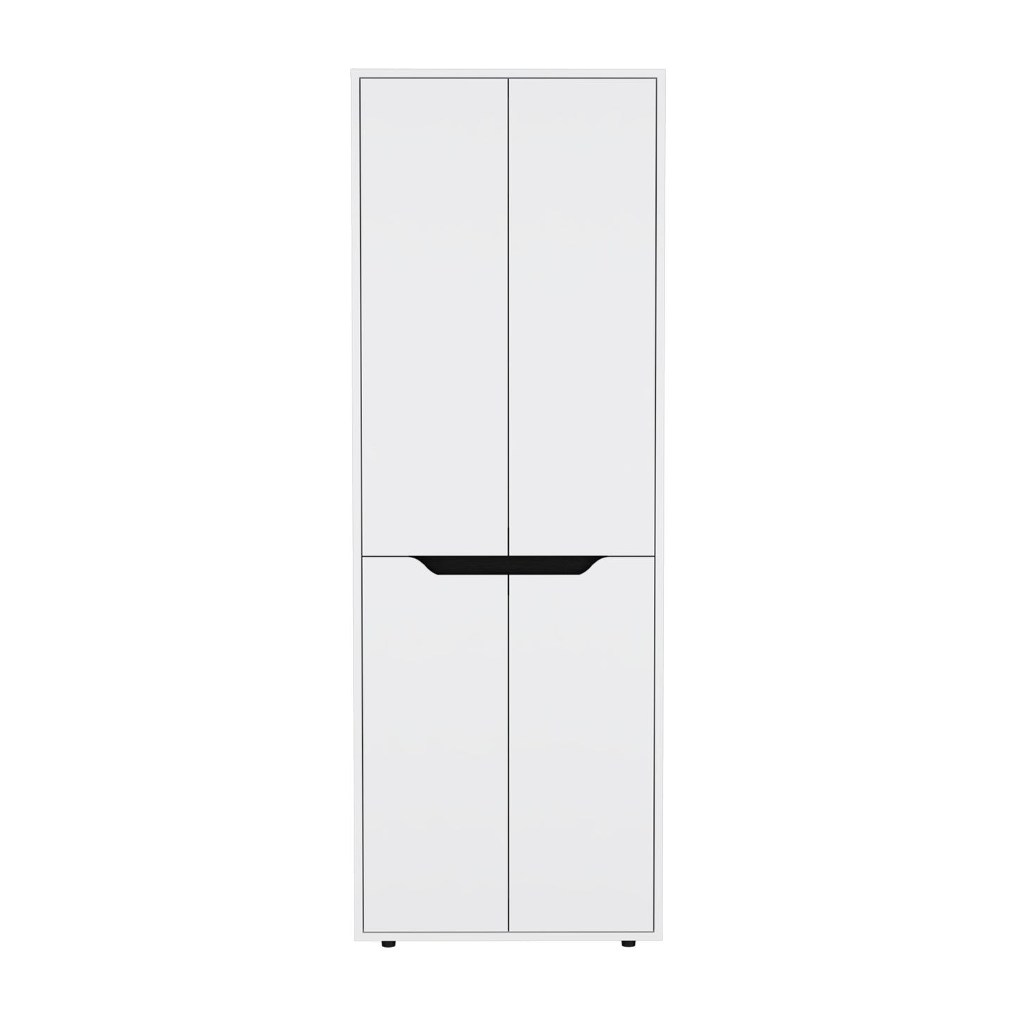 67" White+Black Kitchen Storage Cabinet - 5 Shelves for Dining Room
