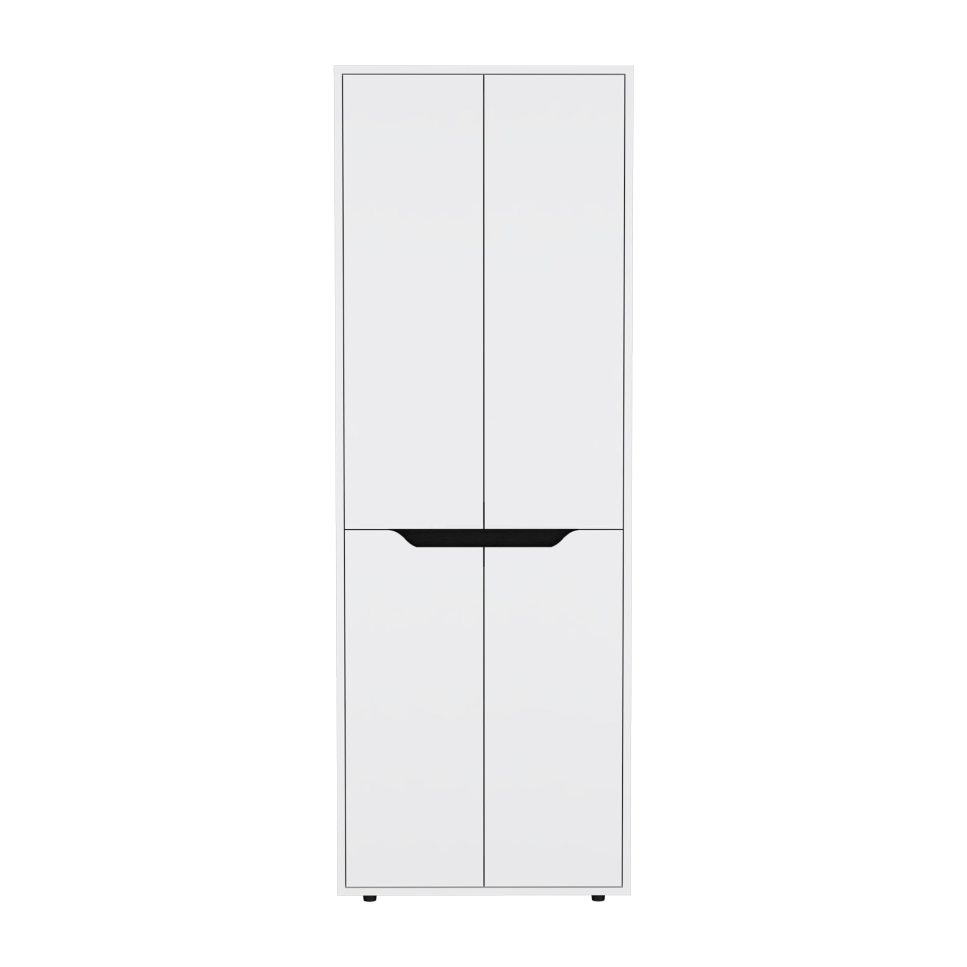 67" White+Black Kitchen Storage Cabinet - 5 Shelves for Dining Room