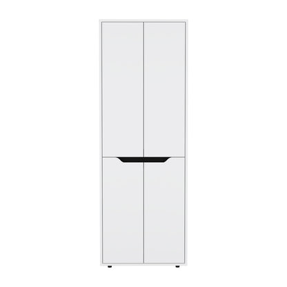 67" White+Black Kitchen Storage Cabinet - 5 Shelves for Dining Room
