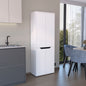 67"H Kitchen Storage Cabinet, with Four Doors and Five Interior Shelves,White/Black