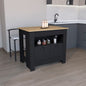 Floyd Kitchen Island 35" H, whit  2 doors, 3 shelves, Black/Macadamia