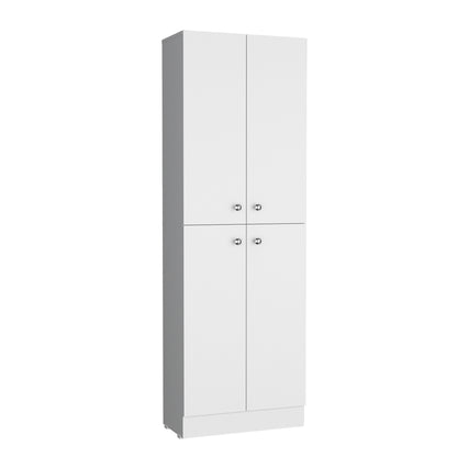 Kitchen Pantry 71" H, 4 Doors, 5 Adjustable Shelves, White
