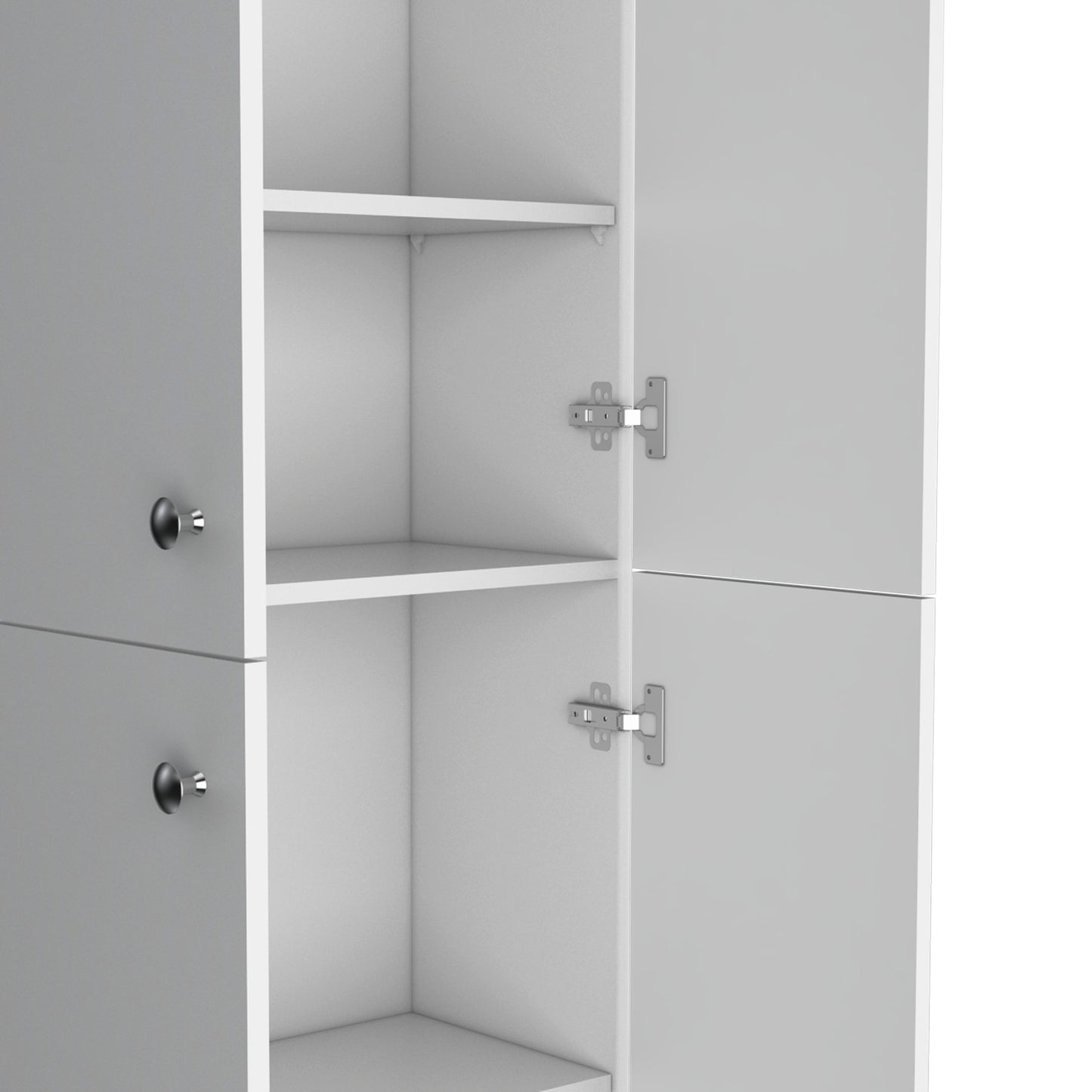 Kitchen Pantry 71" H, 4 Doors, 5 Adjustable Shelves, White