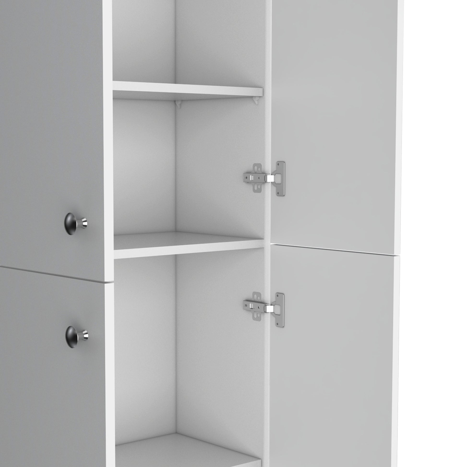Kitchen Pantry 71" H, 4 Doors, 5 Adjustable Shelves, White