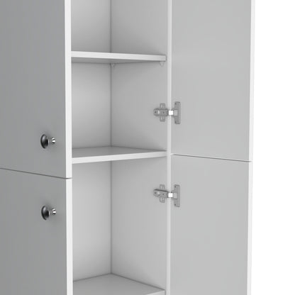 Kitchen Pantry 71" H, 4 Doors, 5 Adjustable Shelves, White
