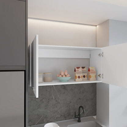 White Engineered Wood Server Cabinet 19"H - Two Doors for Dining Room