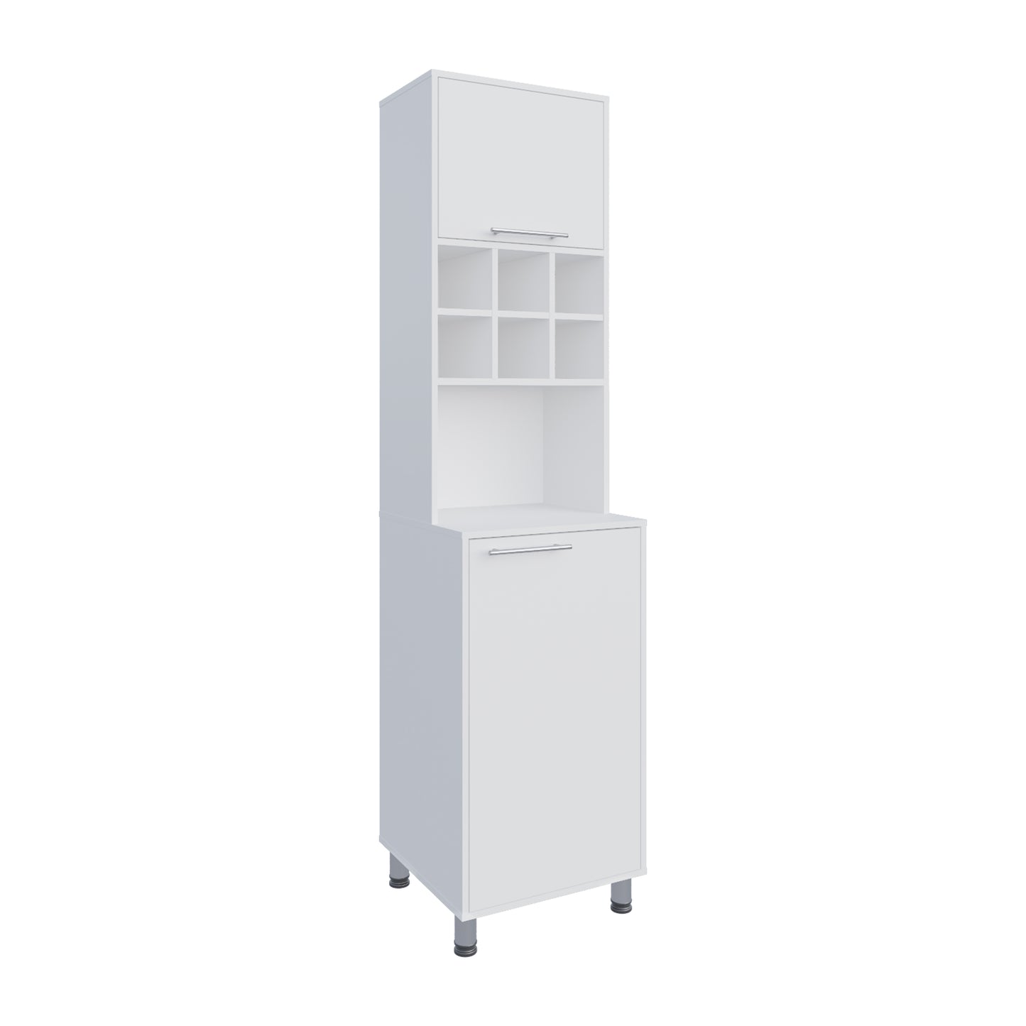 White Kitchen Pantry Server - 2 Doors, 8 Shelves