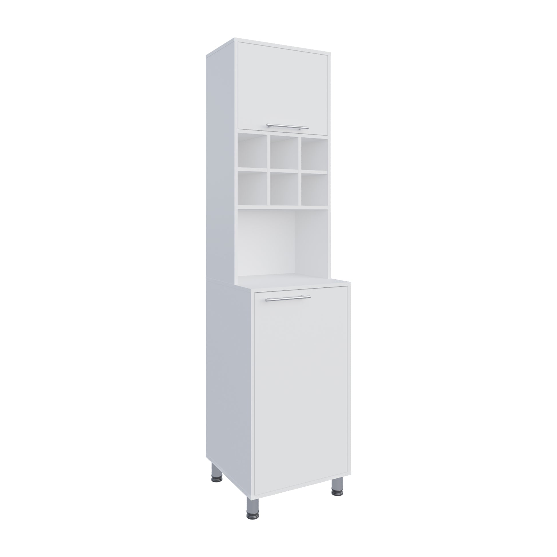 White Kitchen Pantry Server - 2 Doors, 8 Shelves