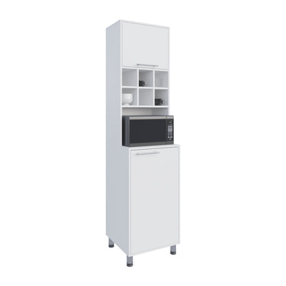 White Kitchen Pantry Server - 2 Doors, 8 Shelves
