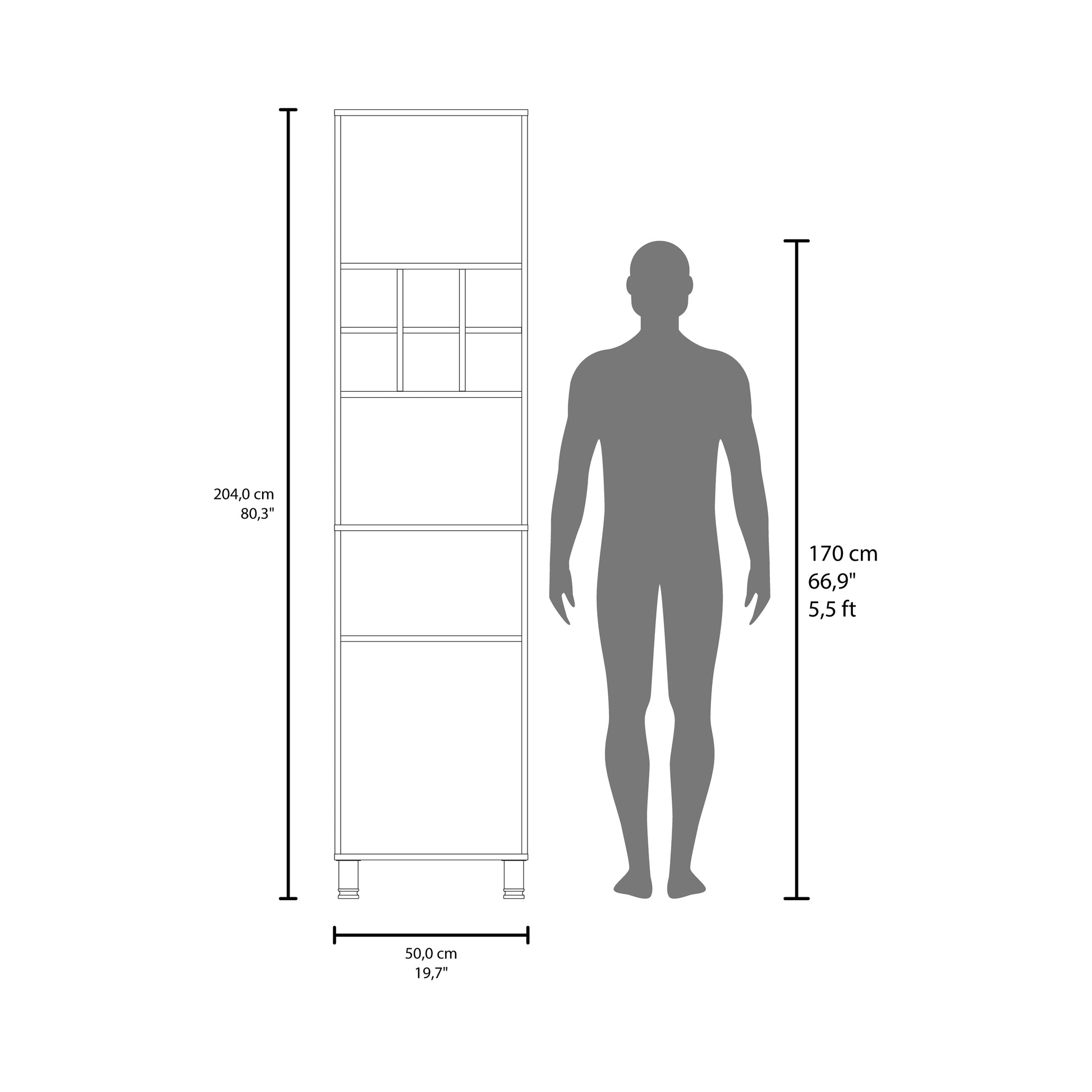 White Kitchen Pantry Server - 2 Doors, 8 Shelves