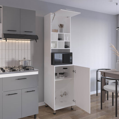 White Kitchen Pantry Server - 2 Doors, 8 Shelves