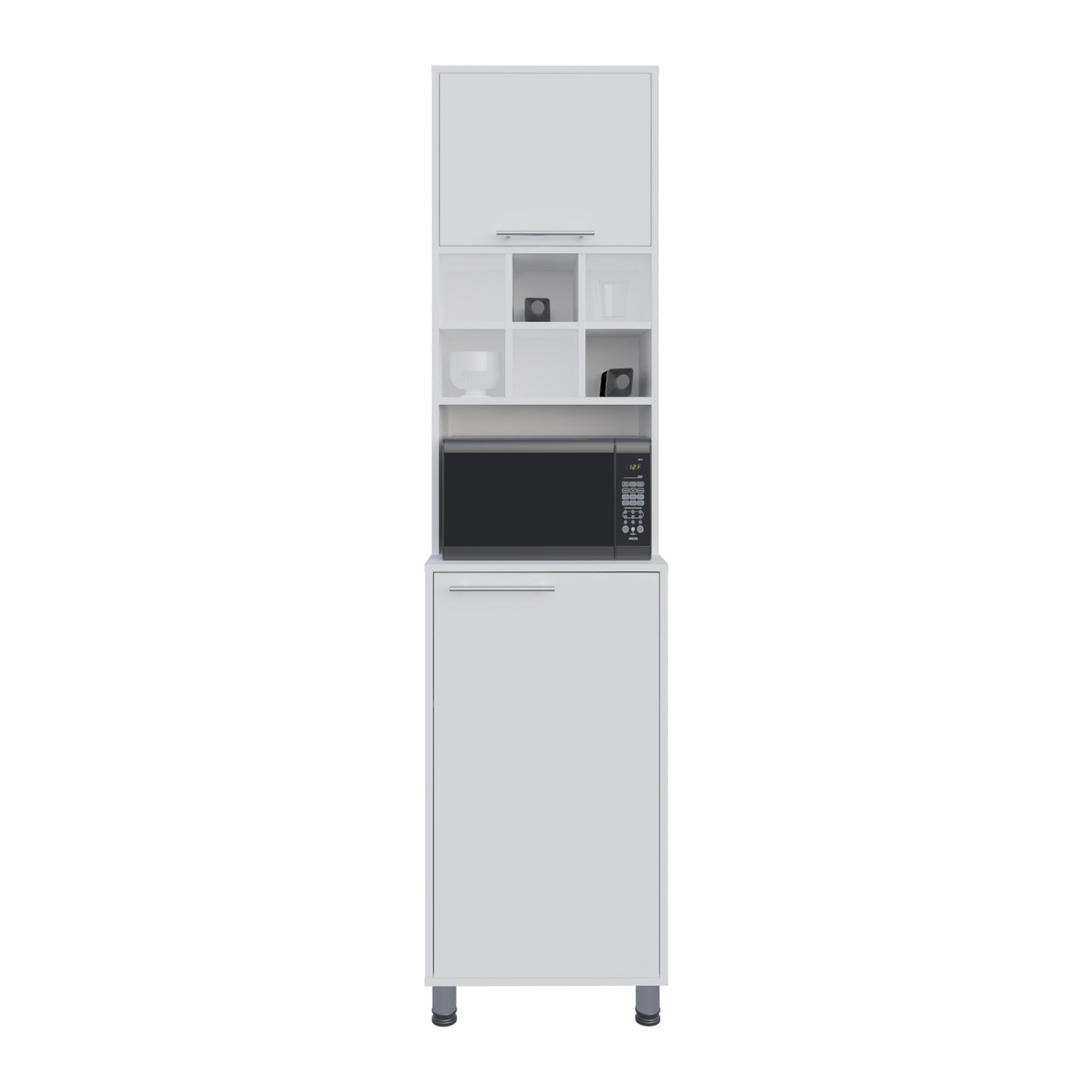 White Kitchen Pantry Server - 2 Doors, 8 Shelves