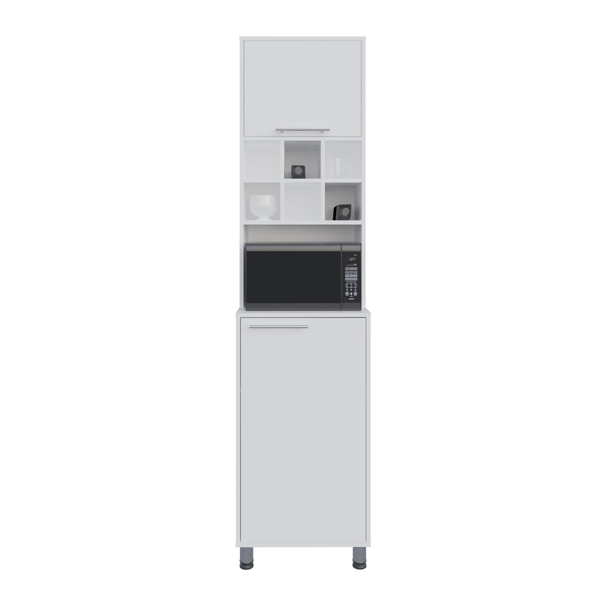 White Kitchen Pantry Server - 2 Doors, 8 Shelves