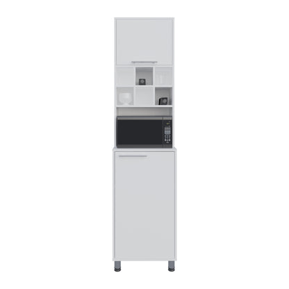 White Kitchen Pantry Server - 2 Doors, 8 Shelves