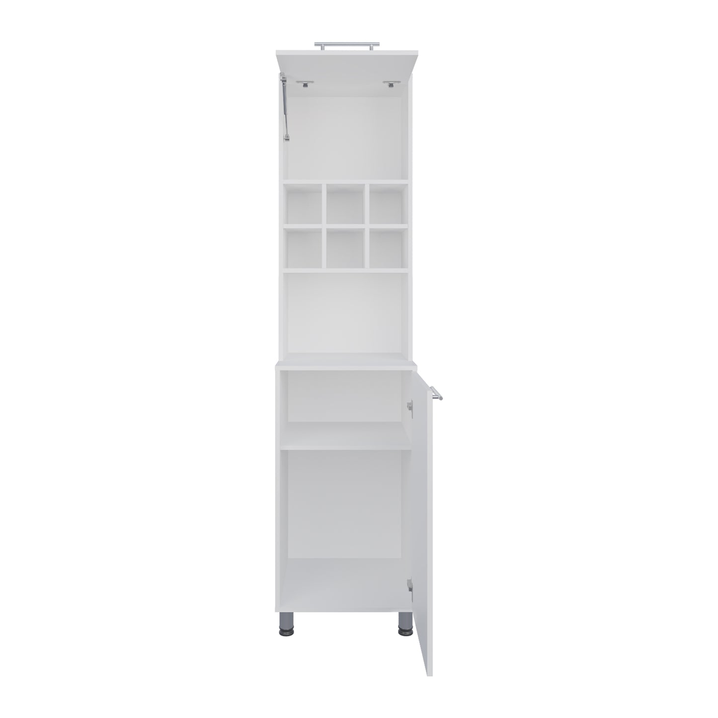 White Kitchen Pantry Server - 2 Doors, 8 Shelves