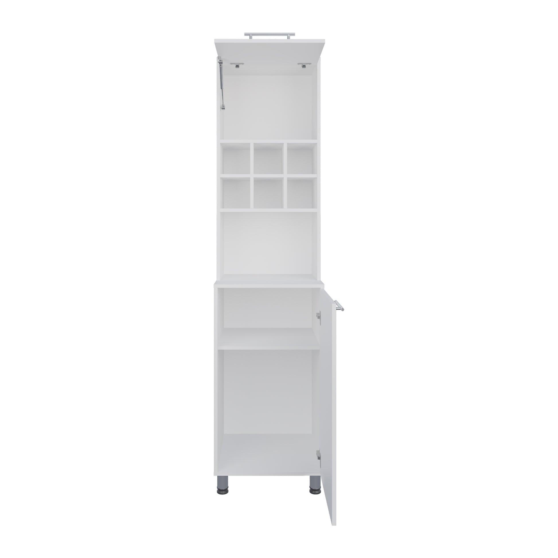 White Kitchen Pantry Server - 2 Doors, 8 Shelves